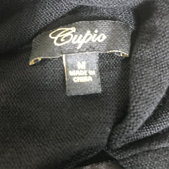 Cupio Black Turtleneck Sweater Dress Size Medium Drawstring Viscose Blend - Picture 5 of 6